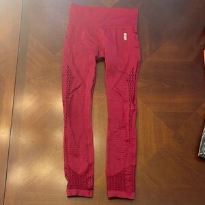 Gymshark Burgundy Leggings with Mesh Accents